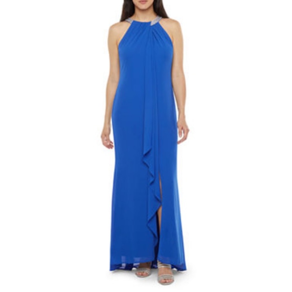 R & M Richards Sleeveless Embellished Evening Gown